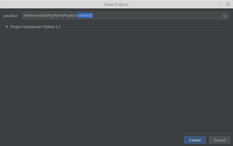 PyCharm - New Project Dialog