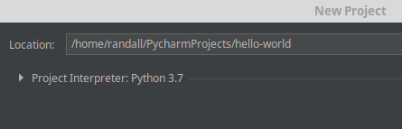 PyCharm - Name a New Project